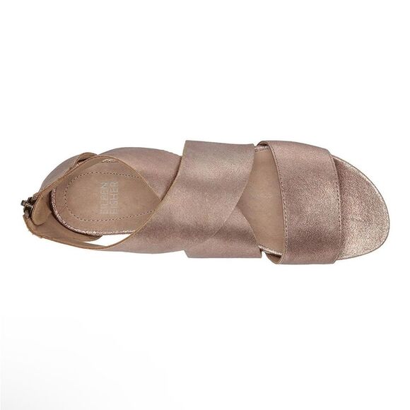 Eileen Fisher Women's Sport Platinum Frozen Metallic Suede Sandals Sz 8.5 - Picture 3 of 16